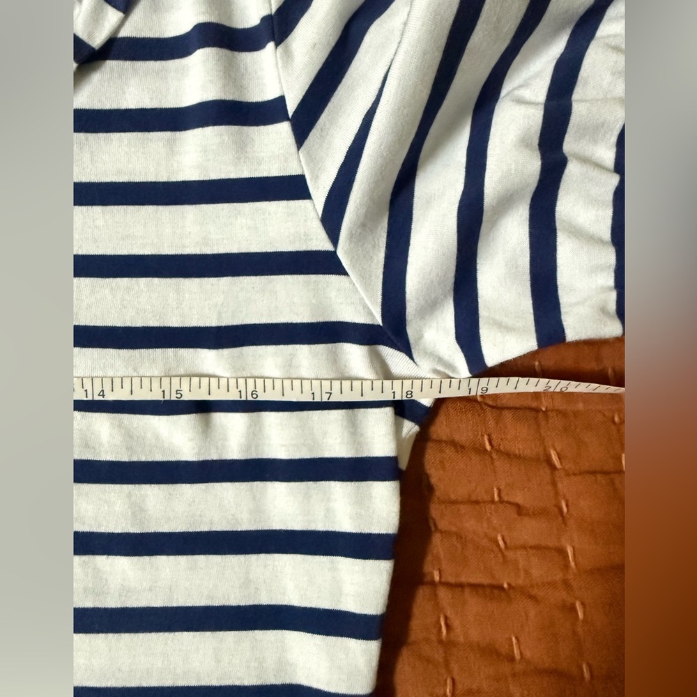 Saint James Striped Tee Ruffle Neck Navy White Small - Picture 4 of 7